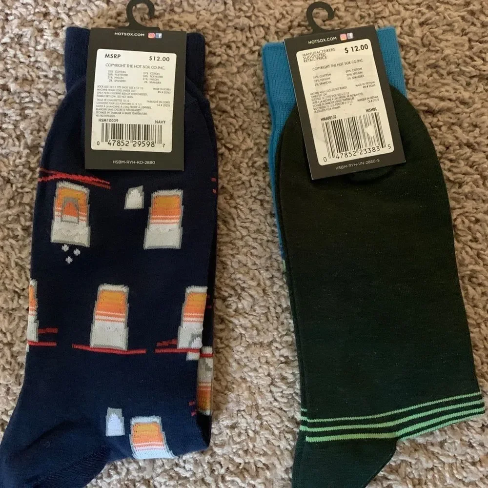 Two Pairs, Hot Sox Warm Socks, Size 6-12 Wine And Sake Bomb Themed New